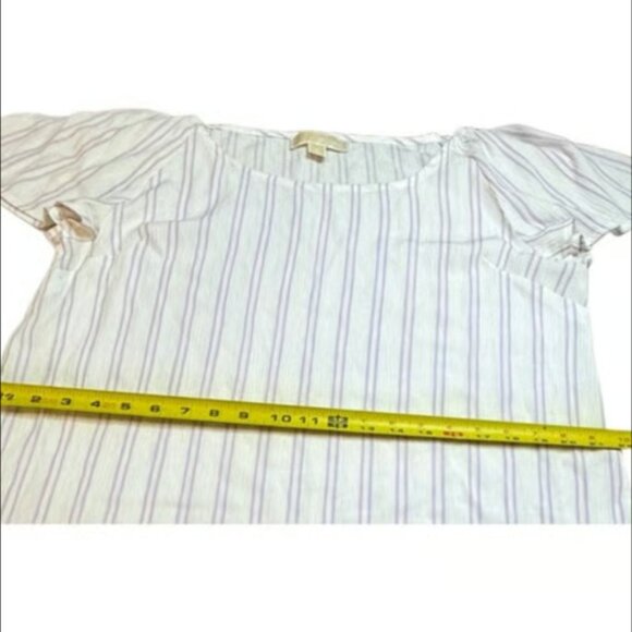 Michael Kors MSRP $80 XL White Purple Blouse Striped Short Sleeve Boho Top XL - Picture 6 of 9